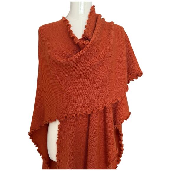 Alpaca Shawl with Soft Waves Reversible Knit Cape - Picture 3 of 6